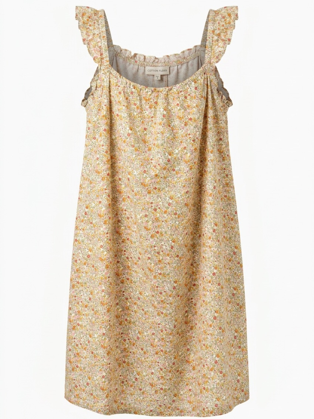 Etcetera Yellow Floral Mini Dress with Ruffled Straps
